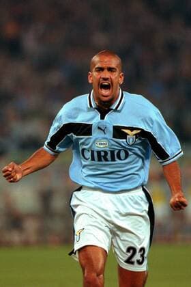 Juan Sebastian Veron (Lazio) - Torjubel Fußball Herren Serie A 1999 2000, 1. Italienische Liga, Lazio Rom Einzelbild Rom Freude, Begeisterung,