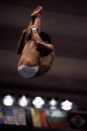 Greg Louganis (USA) Wasserspringen OS Sommer Herren Olympische Sommerspiele 1988, Olympia, Olympiade, Spiele, Kunstspringen, 3m, 3 Meter Brett, m Einzelbild Seoul