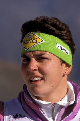 Michela Figini (Schweiz) Alpiner Skilauf Damen Weltcup 1989 1990, Welt-Cup, Worldcup, World, WC, Ski Alpin, Skisport, Super G Porträt Santa Caterina
