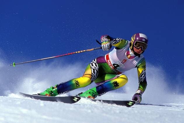 Petra Kronberger (Österreich) Alpiner Skilauf OS Winter Damen Olympische Winterspiele 1992, Olympiade, Olympia, Spiele, Skisport, Ski Alpin, Einzelbild Albertville