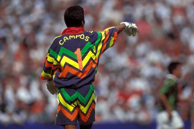 Torwart Jorge Campos (Mexiko) Fußball WM Herren Weltmeisterschaft 1994, Länderspiel, Achtelfinale, Nationalmannschaft, Nationalteam, Nationaltrikot Einzelbild New York New Jersey