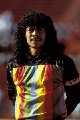 Torwart Rene Higuita (Kolumbien) Fußball Länderspiel Herren MarlboroCup 1990, Freundschaftsspiel, Länderspiel, Nationalmannschaft, Nationalteam, Nationaltrikot, Porträt Los Angeles