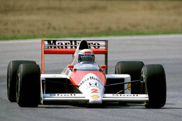 Alain Prost (Frankreich McLaren-Honda) in seinem Boliden Motorsport Grand Prix Herren Großer Preis von San Marino 1989, Formel 1 Weltmeisterschaft, F1, F, GP, WM, Vdia Einzelbild Imola