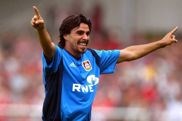 Zoltan Sebescen (Leverkusen) - Torjubel Fußball 1. BL Herren Saison 2002 2003, Cottbus - Bayer 04 Leverkusen 1:1 Einzelbild Cottbus Freude,