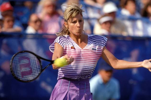 Chris Evert-Lloyd (USA) - Vorhand Tennis Damen US-Open 1988, Grand Slam, WTA-Tour, Hartplatz, Hardcourt, Hartplatztennis, Hartplatzturnier Einzelbild Flushing Meadow, Meadows New York