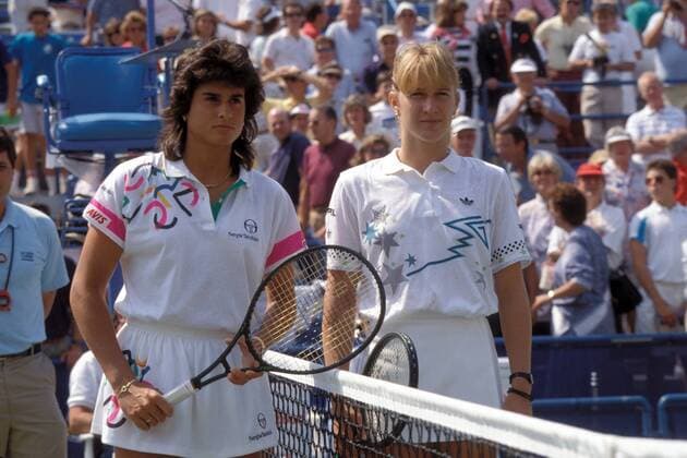 Steffi Graf (re., Deutschland) und Gabriela Sabatini (Argentinien) Tennis Damen US Open 1988, WTA-Tour, Grand Slam, Vdia Gruppe Flushing Meadow, Meadows, New York