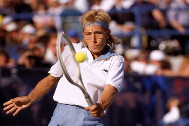 Martina Navratilova (USA) - Rückhand Tennis Damen US Open 1988, Grand Slam, WTA-Tour Einzelbild Flushing Meadow, Meadows New York