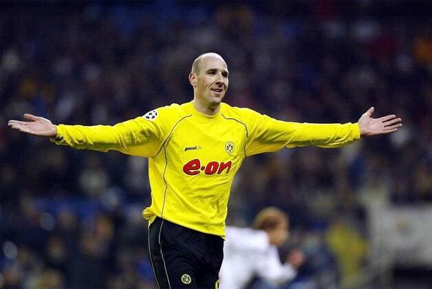 Jan Koller (BVB) - Torjubel Fußball EC 1 Herren Champions League 2002 2003, Madrid - Borussia Dortmund 2:1 Einzelbild Madrid Freude,