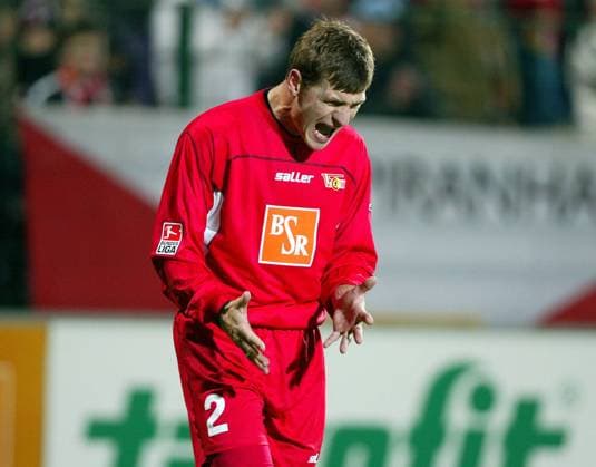 Steffen Baumgart (Union) wütend Fußball 2. BL Herren Saison 2002 2003, 1.FC Union Berlin, Vdig Einzelbild Berlin Enttäuschung, Wut