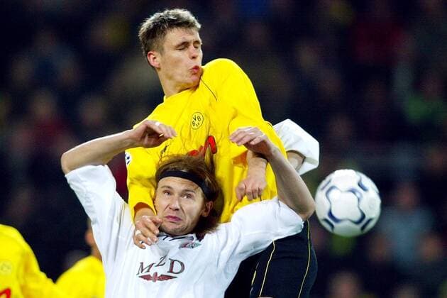 Sebastian Kehl (li., BVB) gegen Vadim Evseev (Moskau) Fußball EC 1 Herren Champions League 2002 2003, Borussia Dortmund - Lokomotive Moskau 3:0, Lok, Gruppe o0 Lokomotiv Dortmund Dynamik,