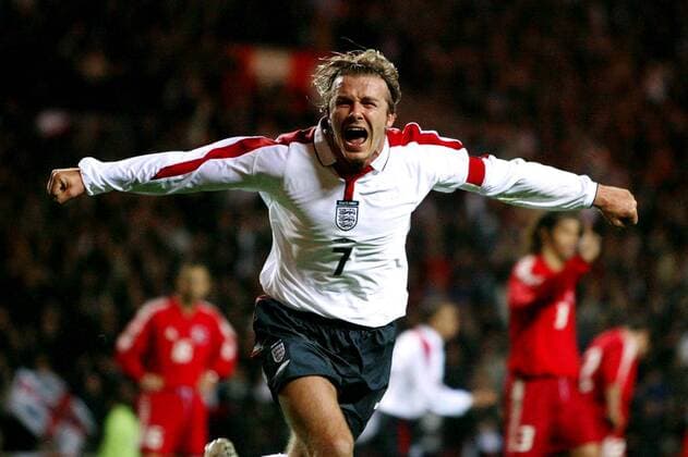 David Beckham (England) - Torjubel Fußball Länderspiel Herren Europameisterschaftsqualifikation 2003, Qualifikation, Nationalmannschaft, Nationalteam, Länderspiel Einzelbild Sunderland Begeisterung, Freude,