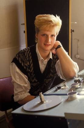 Ex-Schwimmerin Kristin Otto (DDR) absolviert ein Volontariat beim Sender Leipzig Schwimmen Damen Schwimmsport 1989, Shooting, Fotoshooting, Fototermin, Vdia Einzelbild Leipzig