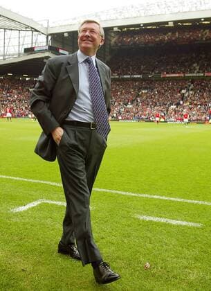 Trainer Alex Ferguson (ManU) sehr zufrieden Fußball Herren English Premier League 2002 2003, 1. Englische Liga, Manchester United Einzelbild Manchester Glück, Freude,