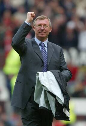 Trainer Alex Ferguson (ManU) - Siegesjubel Fußball Herren English Premier League 2002 2003, 1. Englische Liga, Manchester United Einzelbild Manchester Freude,