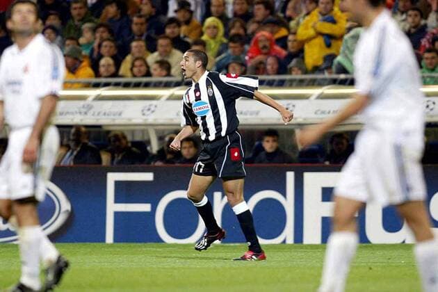 David Trezeguet (Juve, Mitte) - Torjubel Fußball EC 1 Herren Champions League 2002 2003, Halbfinale, Madrid - Juventus Turin 2:1, Vdig, Einzelbild Madrid Begeisterung, Freude,  