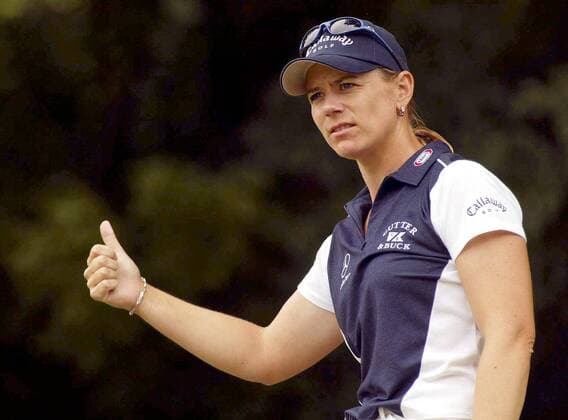 Annika Sörenstam (Schweden) - thumbs up Golf Damen US-PGA-Tour, Bank of America Colonial 2003, Golfen, Vdig Einzelbild Anika, Frau, Frauen, Frauengolf Fort Worth Texas  