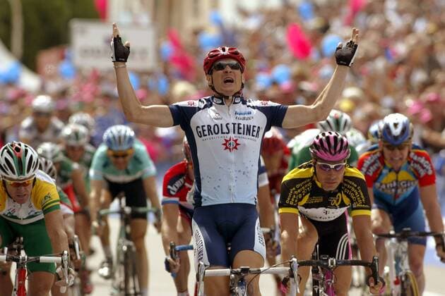 Olaf Pollack (Deutschland Gerolsteiner) gewinnt die 7. Etappe Radsport Herren Deutschlandtour 2003, Deutschland-Tour, Deutschlandrundfahrt, Rundfahrt, Straßenradsport, Straße, Gruppe Bad Dürkheim - Saarbrücken Freude,