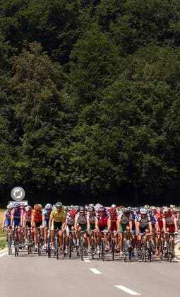 Das Peloton ist bei den 40. Gippinger Radsporttagen noch dicht zusammen Radsport Herren 40. Großer Preis des Kanton Aargau 2003, Gippinger Radsporttage, Straßenradsport, Straße, Rad, Vdig Totale Gippingen Masse, ruhe