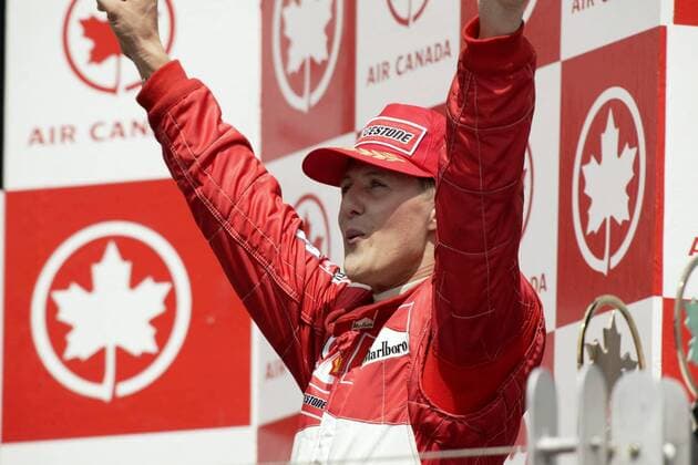 Michael Schumacher (Deutschland Ferrari) - Siegesjubel Motorsport Grand Prix Herren Großer Preis von Kanada 2003, Formel 1 Weltmeisterschaft, F1, F, GP, WM, Vdig Einzelbild Montreal Freude,