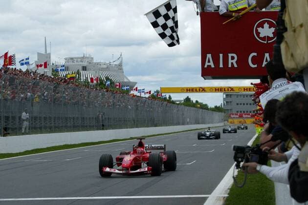 Michael Schumacher (Deutschland Ferrari) - Zieleinfahrt Motorsport Grand Prix Herren Großer Preis von Kanada 2003, Formel 1 Weltmeisterschaft, F1, F, GP, WM, Vdig Gruppe Montreal
