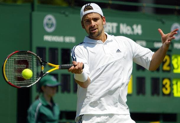 Nicolas Kiefer (Deutschland) - Vorhand Tennis Herren All England Championships 2003, Grand Slam, ATP-Tour, Einzelbild Wimbledon London