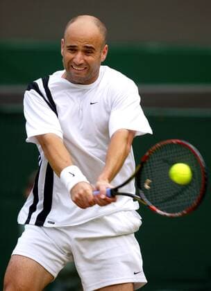 Andre Agassi (USA) - Rückhand Tennis Herren All England Championships 2003, Grand Slam, ATP-Tour Einzelbild Wimbledon London