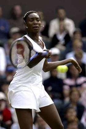 Venus Williams (USA) - Vorhand Tennis Damen All England Championships 2003, Grand Slam, WTA-Tour, Einzelbild Wimbledon London