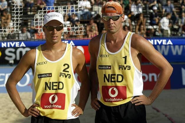 Sander Mulder (li.) und Richard de Kogel (beide Niederlande) Beachvolleyball Herren Swatch-FIVB World Tour 2003, Vodafone Grand Slam, Worldtour, Beach Gruppe Berlin