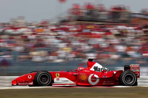 Michael Schumacher (Deutschland Ferrari) in seinem Boliden Motorsport Grand Prix Herren Großer Preis von Europa 2003, Formel 1 Weltmeisterschaft, F1, F, GP, WM , Vdig Einzelbild Nürburgring Nürburg