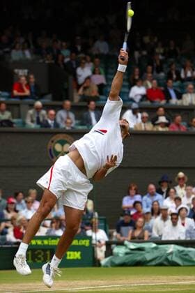 Mark Philippoussis (Australien) - das Aufschlagwunder von Wimbledon Tennis Herren All England Championships 2003, Grand Slam, ATP-Tour, Halbfinale, Vdig Einzelbild Wimbledon London Dynamik,