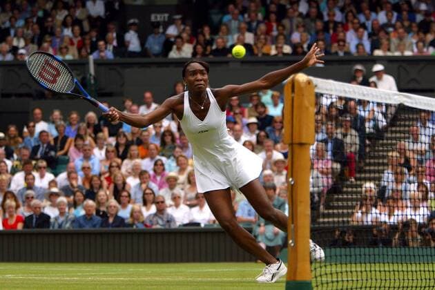 Venus Williams (USA) - Vorhandvolley Tennis Damen All England Championships 2003, Grand Slam, WTA-Tour, Finale, Endspiel, Vdig Einzelbild Wimbledon London Dynamik,