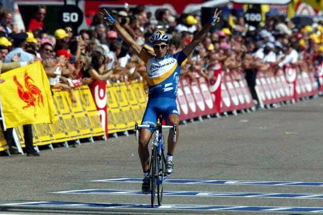 Juan Antonio Flecha (Spanien iBanesto.com) kommt als Etappensieger ins Ziel Radsport Herren Tour de France 2003, Straßenradsport, Straße, Rad Totale 11. Etappe: Narbonne - Toulouse Freude, Begeisterung,  