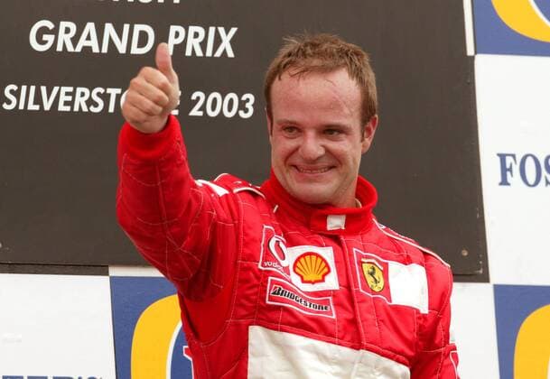 Sieger Rubens Barrichello (Brasilien Ferrari) Motorsport Grand Prix Herren Großer Preis von England 2003, Formel 1 Weltmeisterschaft, F1, F, GP, WM, Vdig Einzelbild Silverstone Freude,