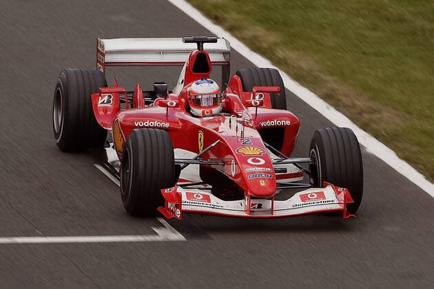 Rubens Barrichello (Brasilien Ferrari) in seinem Boliden Motorsport Grand Prix Herren Großer Preis von England 2003, Formel 1 Weltmeisterschaft, F1, F, GP, WM, Einzelbild Silverstone