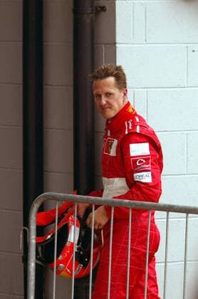 Michael Schumacher (Deutschland Ferrari) enttäuscht über seinen 5. Platz Motorsport Grand Prix Herren Großer Preis von England 2003, Formel 1 Weltmeisterschaft, F1, F, GP, WM, Einzelbild Silverstone Enttäuschung,