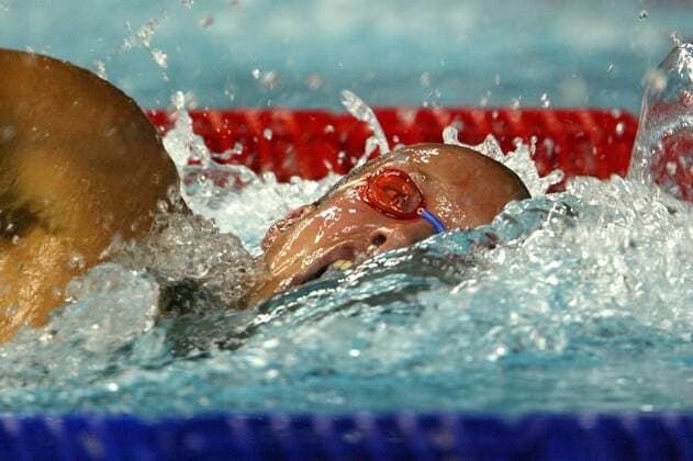 Lars Conrad (Deutschland) Schwimmen WM Herren Weltmeisterschaft 2003, Schwimmsport Einzelbild Barcelona Dynamik