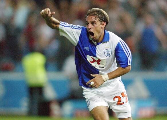 Richard Nunez (Zürich) - Torjubel Fußball EC 1 Herren Champions League Qualifikation 2003 2004, Grasshopper Club Zürich, Vdig Einzelbild Zürich Freude, Begeisterung,