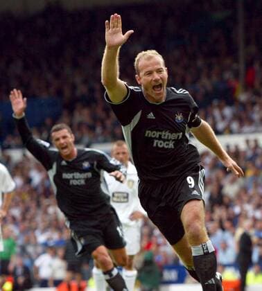 Alan Shearer (Newcastle) - Torjubel Fußball Herren English Premier League 2003 2004, 1. Englische Liga, Leeds United - Newcastle United Einzelbild Leeds Freude, Begeisterung,