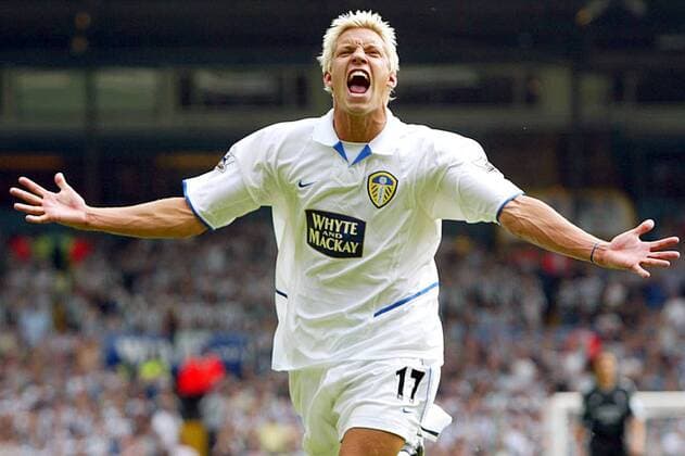 Alan Smith (Leeds) - Torjubel Fußball Herren English Premier League 2003 2004, 1. Englische Liga, Leeds United Einzelbild Leeds Freude, Begeisterung,