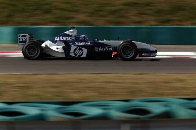 Juan Pablo Montoya (Kolumbien BMW-Williams) in seinem Boliden Motorsport Grand Prix Herren Großer Preis von Ungarn 2003, Formel 1 Weltmeisterschaft, F1, F, GP, WM, Vdig, Training Einzelbild Budapest Dynamik,