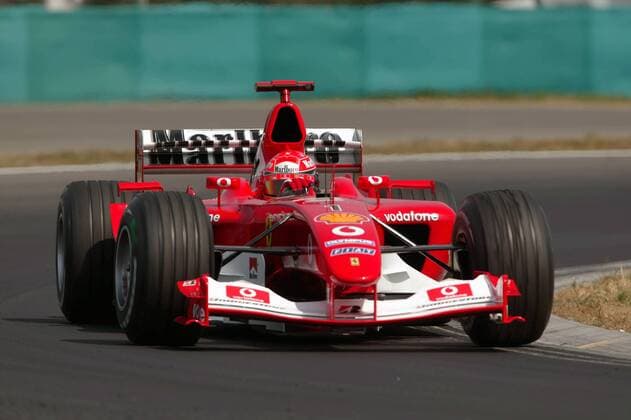 Michael Schumacher (Deutschland Ferrari) in seinem Boliden Motorsport Grand Prix Herren Großer Preis von Ungarn 2003, Formel 1 Weltmeisterschaft, F1, F, GP, WM, Vdig, Training Einzelbild Budapest