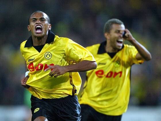 Ewerthon (BVB) - Torjubel Fußball EC 1 Herren Champions League Qualifikation 2003 2004, Borussia Dortmund, Einzelbild Dortmund Freude, Begeisterung,