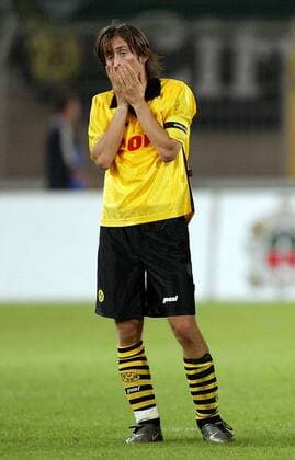 Tomas Rosicky (BVB) enttäuscht nach dem Ausscheiden in der Königsklasse Fußball EC 1 Herren Champions League Qualifikation 2003 2004, Borussia Dortmund Einzelbild Dortmund Enttäuschung,