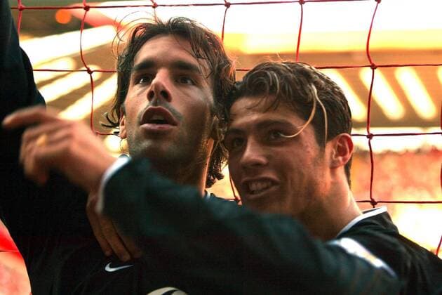 Ruud van Nistelrooy (li.) und Cristiano Ronaldo (beide ManU) - Torjubel Fußball Herren English Premier League 2003 2004, 1. Englische Liga, Charlton - Manchester United 0:2 Gruppe Charlton