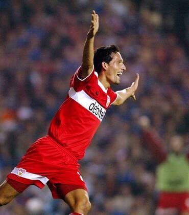 Kevin Kuranyi (Stuttgart) - Torjubel Fußball EC 1 Herren Champions League 2003 2004, Glasgow - VfB Stuttgart 2:1, Einzelbild Glasgow Glück Freude, Begeisterung,