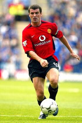 Roy Keane (ManU) am Ball Fußball Herren English Premier League 2003 2004, 1. Englische Liga, Leicester - Manchester United 1:4, Vdig, Einzelbild Leicester Dynamik,