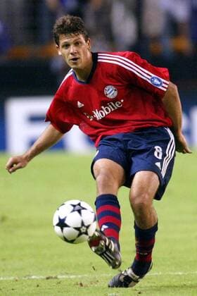 Martin Demichelis (Bayern) - Schuss Fußball EC 1 Herren Champions League 2003 2004, FC Bayern München, Einzelbild Brüssel Dynamik,