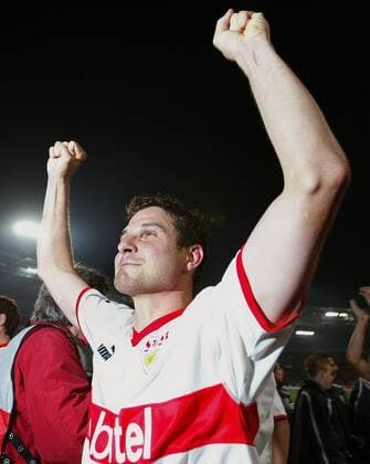 Imre Szabics (Stuttgart) - Schlußjubel Fußball EC 1 Herren Champions League 2003 2004, VfB Stuttgart Einzelbild Stuttgart Glück Freude,