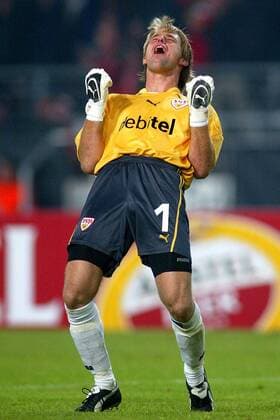 Torwart Timo Hildebrand (Stuttgart) - Torjubel Fußball EC 1 Herren Champions League 2003 2004, VfB Stuttgart, Einzelbild Stuttgart Freude, Begeisterung,