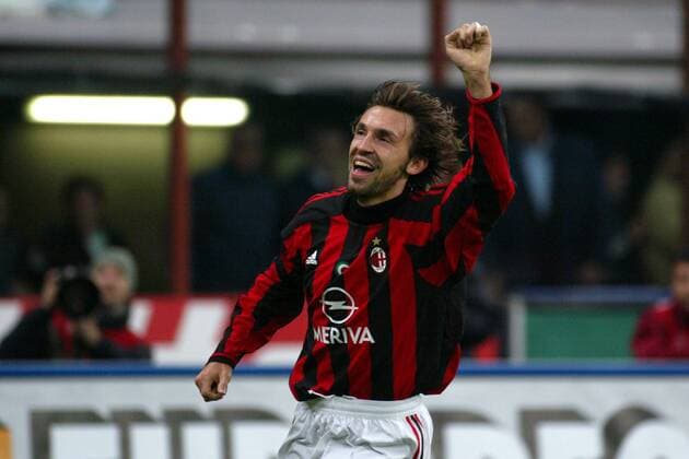 Torschütze Andrea Pirlo (Milan) - Torjubel Fußball Herren Serie A 2003 2004, 1. Italienische Liga, AC Mailand Einzelbild Mailand Freude,